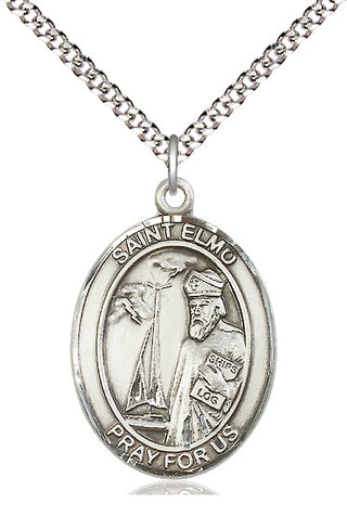 Pewter Saint Elmo Medal Catholic Jewelry Engraved Catholic Saint Jewelry