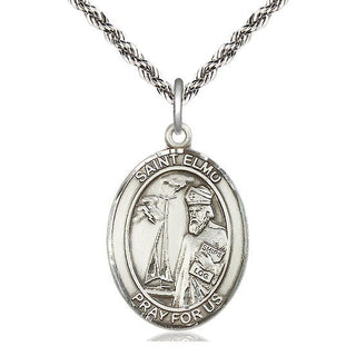 Sterling Silver Saint Elmo Medal Catholic Jewelry Engraved Catholic Saint Jewelry