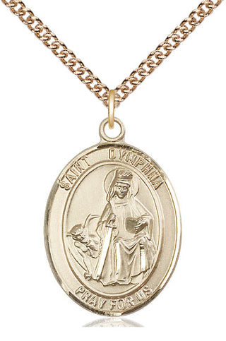 14kt Gold Saint Dymphna Medal Engraved Catholic Saint Jewelry