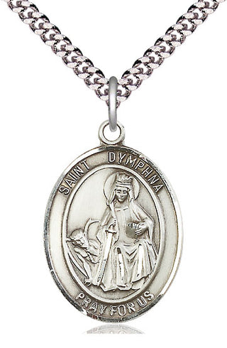 Pewter Saint Dymphna Medal Catholic Jewelry Engraved Catholic Saint Jewelry