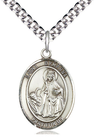 Pewter Saint Dymphna Medal Catholic Jewelry Engraved Catholic Saint Jewelry