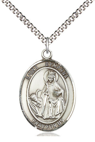 Pewter Saint Dymphna Medal Catholic Jewelry Engraved Catholic Saint Jewelry