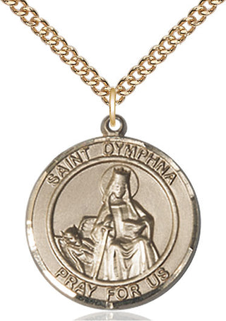 14kt Gold Saint Dymphna Medal Engraved Catholic Saint Jewelry