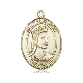 14kt Gold Saint Elizabeth of Hungary Medal Engraved Catholic Saint Jewelry