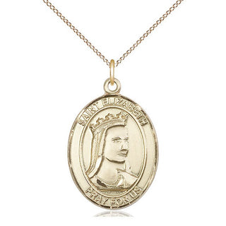 14kt Gold Saint Elizabeth of Hungary Medal Engraved Catholic Saint Jewelry