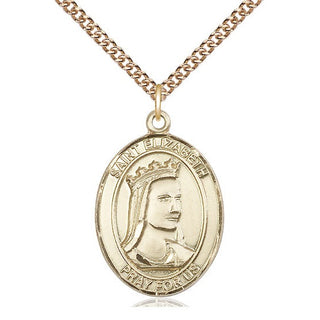 14kt Gold Saint Elizabeth of Hungary Medal Engraved Catholic Saint Jewelry