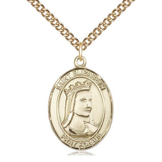 14kt Gold Saint Elizabeth of Hungary Medal Engraved Catholic Saint Jewelry
