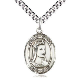 Pewter Saint Elizabeth of Hungary Medal Catholic Jewelry Engraved Catholic Saint Jewelry