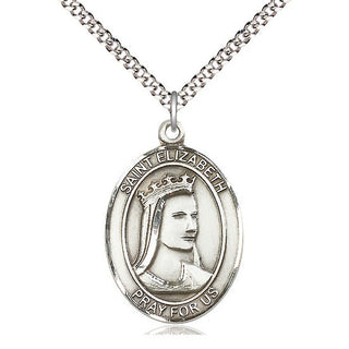Pewter Saint Elizabeth of Hungary Medal Catholic Jewelry Engraved Catholic Saint Jewelry
