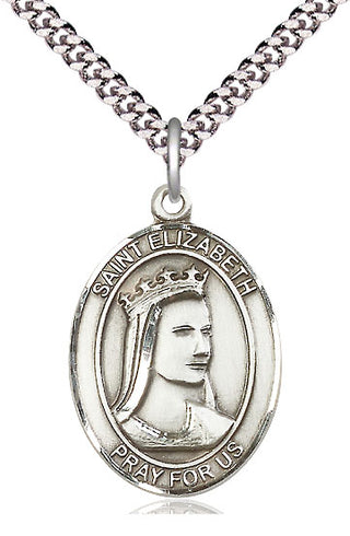Sterling Silver Saint Elizabeth of Hungary Medal Catholic Jewelry Engraved Catholic Saint Jewelry