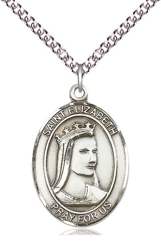 Sterling Silver Saint Elizabeth of Hungary Medal Catholic Jewelry Engraved Catholic Saint Jewelry