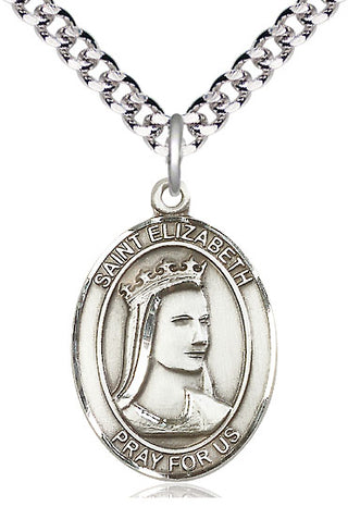 Sterling Silver Saint Elizabeth of Hungary Medal Catholic Jewelry Engraved Catholic Saint Jewelry