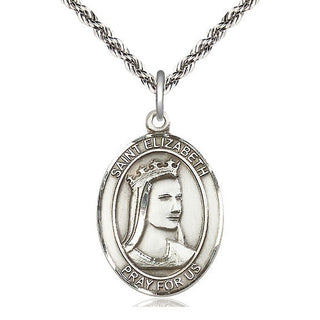 Sterling Silver Saint Elizabeth of Hungary Medal Catholic Jewelry Engraved Catholic Saint Jewelry