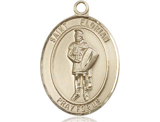 14kt Gold Filled Saint Florian Medal Engraved Catholic Saint Jewelry
