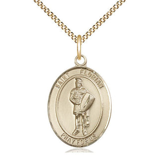 14kt Gold Filled Saint Florian Medal Catholic Jewelry Engraved Catholic Saint Jewelry