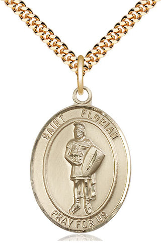 14kt Gold Filled Saint Florian Medal Catholic Jewelry Engraved Catholic Saint Jewelry