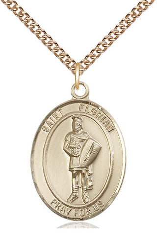 14kt Gold Filled Saint Florian Medal Catholic Jewelry Engraved Catholic Saint Jewelry