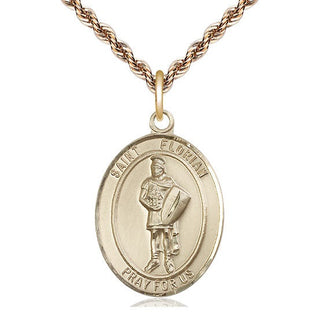 14kt Gold Filled Saint Florian Medal Catholic Jewelry Engraved Catholic Saint Jewelry