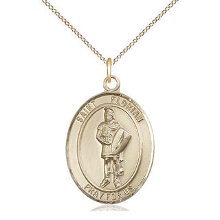 14kt Gold Saint Florian Medal Engraved Catholic Saint Jewelry