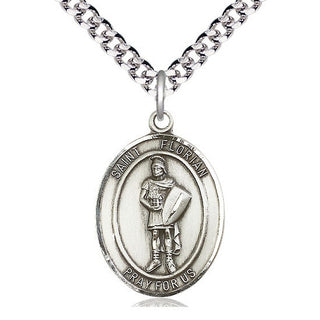 Pewter Saint Florian Medal Catholic Jewelry Engraved Catholic Saint Jewelry