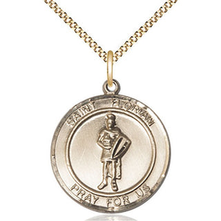14kt Gold Filled Saint Florian Medal Catholic Jewelry Engraved Catholic Saint Jewelry