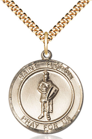 14kt Gold Filled Saint Florian Medal Catholic Jewelry Engraved Catholic Saint Jewelry