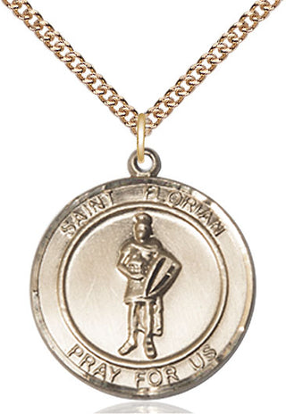14kt Gold Filled Saint Florian Medal Catholic Jewelry Engraved Catholic Saint Jewelry