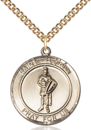 14kt Gold Filled Saint Florian Medal Catholic Jewelry Engraved Catholic Saint Jewelry