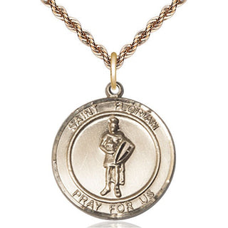 14kt Gold Filled Saint Florian Medal Catholic Jewelry Engraved Catholic Saint Jewelry