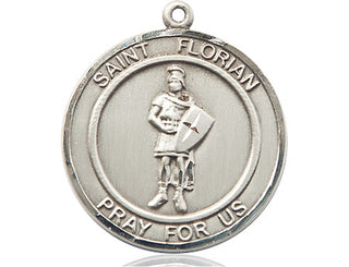 Pewter Saint Florian Medal Engraved Catholic Saint Jewelry