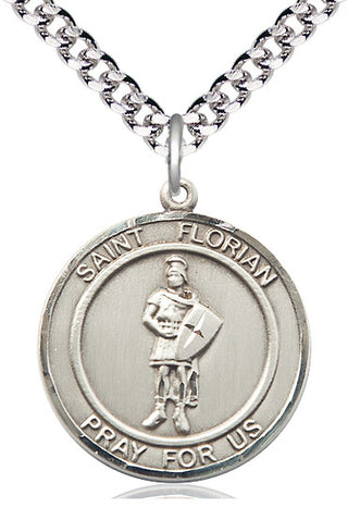 Sterling Silver Saint Florian Medal Catholic Jewelry Engraved Catholic Saint Jewelry