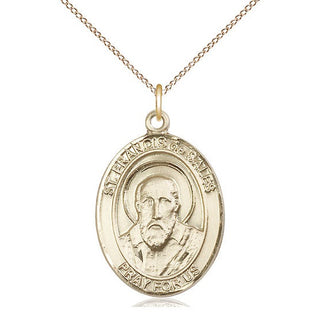 14kt Gold Filled Saint Francis de Sales Medal Catholic Jewelry Engraved Catholic Saint Jewelry