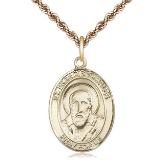 14kt Gold Filled Saint Francis de Sales Medal Catholic Jewelry Engraved Catholic Saint Jewelry