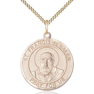 14kt Gold Filled Saint Francis de Sales Medal Catholic Jewelry Engraved Catholic Saint Jewelry