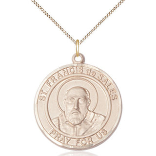 14kt Gold Filled Saint Francis de Sales Medal Catholic Jewelry Engraved Catholic Saint Jewelry