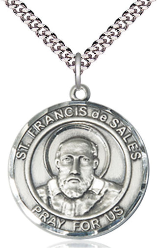 Pewter Saint Francis de Sales Medal Catholic Jewelry Engraved Catholic Saint Jewelry