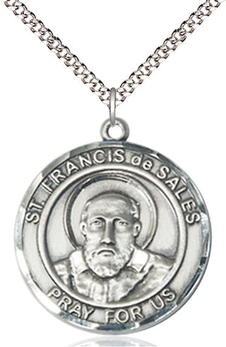 Pewter Saint Francis de Sales Medal Catholic Jewelry Engraved Catholic Saint Jewelry