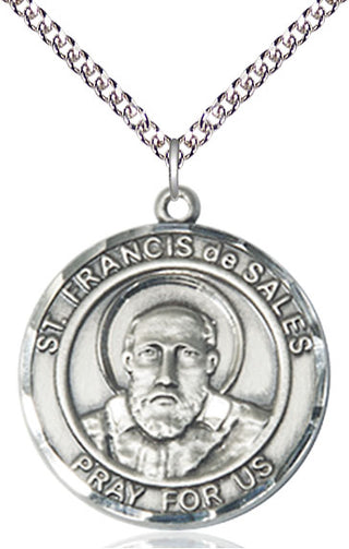 Sterling Silver Saint Francis de Sales Medal Catholic Jewelry Engraved Catholic Saint Jewelry
