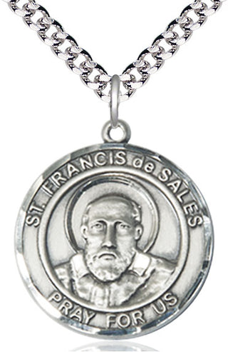 Sterling Silver Saint Francis de Sales Medal Catholic Jewelry Engraved Catholic Saint Jewelry