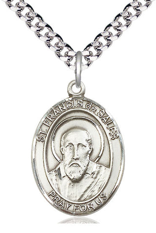 Sterling Silver Saint Francis de Sales Medal Catholic Jewelry Engraved Catholic Saint Jewelry