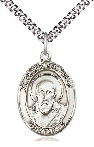 Sterling Silver Saint Francis de Sales Medal Catholic Jewelry Engraved Catholic Saint Jewelry