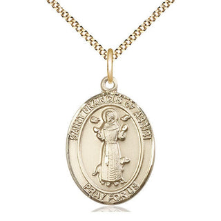 14kt Gold Filled Saint Francis of Assisi Medal Catholic Jewelry Engraved Catholic Saint Jewelry