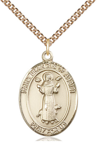 14kt Gold Filled Saint Francis of Assisi Medal Catholic Jewelry Engraved Catholic Saint Jewelry