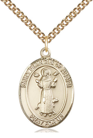 14kt Gold Filled Saint Francis of Assisi Medal Catholic Jewelry Engraved Catholic Saint Jewelry