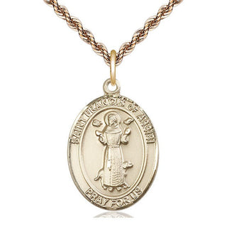 14kt Gold Filled Saint Francis of Assisi Medal Catholic Jewelry Engraved Catholic Saint Jewelry