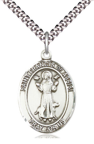 Pewter Saint Francis of Assisi Medal Catholic Jewelry Engraved Catholic Saint Jewelry