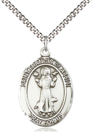 Pewter Saint Francis of Assisi Medal Catholic Jewelry Engraved Catholic Saint Jewelry
