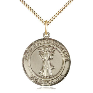 14kt Gold Filled Saint Francis of Assisi Medal Catholic Jewelry Engraved Catholic Saint Jewelry