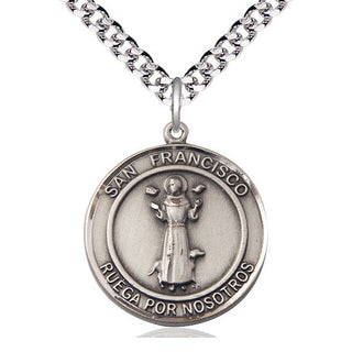 Sterling Silver San Francis of Assisi Medal Catholic Jewelry Engraved Catholic Saint Jewelry