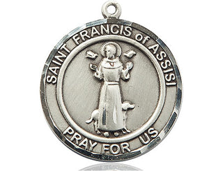 Sterling Silver Saint Francis of Assisi Medal Catholic Jewelry Engraved Catholic Saint Jewelry